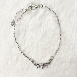 5/$25 🩷 Silver Winged Rhinestone Heart Bracelet with Pink Crystal